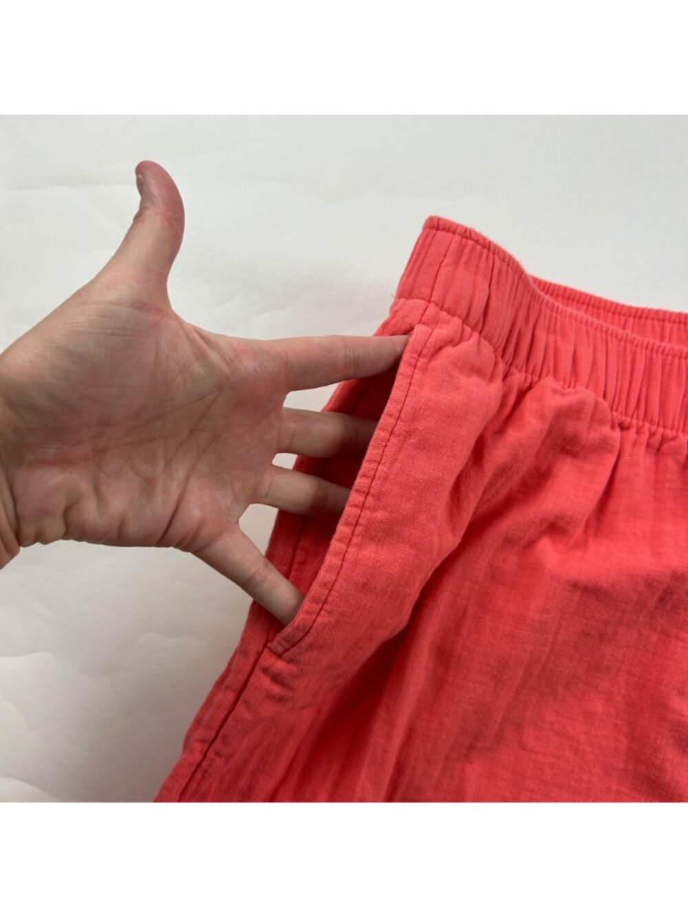 TALL Old Navy Bright Coral Crinkle Cotton Wide Leg Lounge Pant LT - Picture 3 of 8